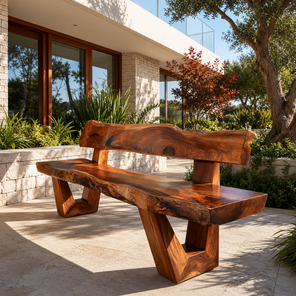 Modern Outdoor Wood Bench For Exterior Seating