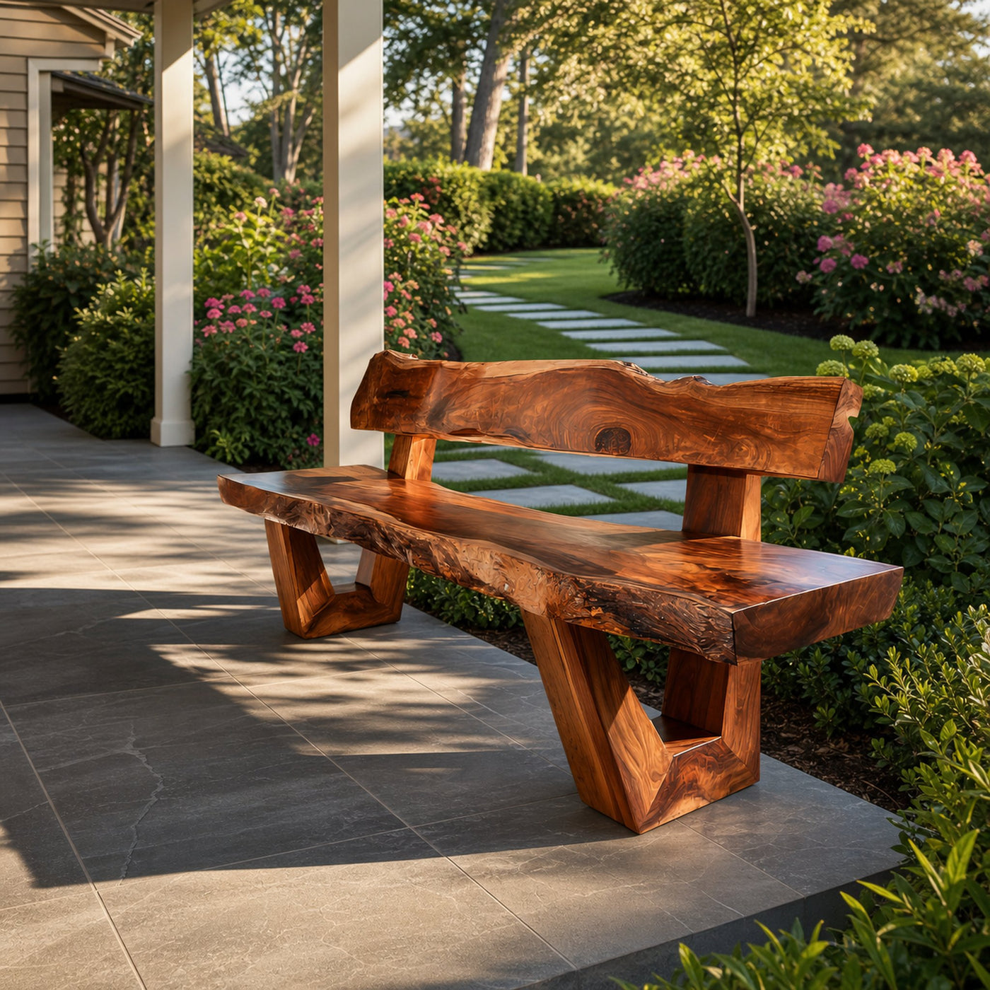 Modern Outdoor Wood Bench For Exterior Seating - product view 6