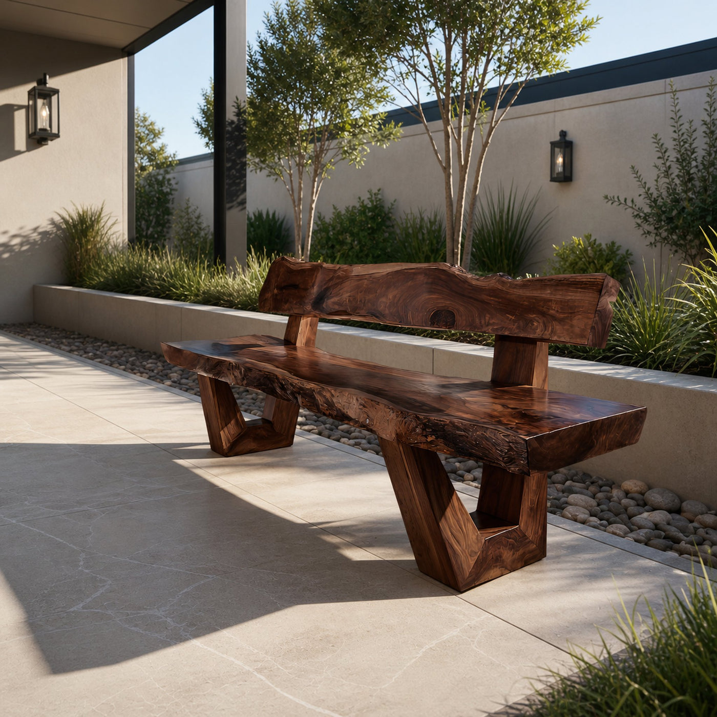 Modern Outdoor Wood Bench For Exterior Seating - product view 7