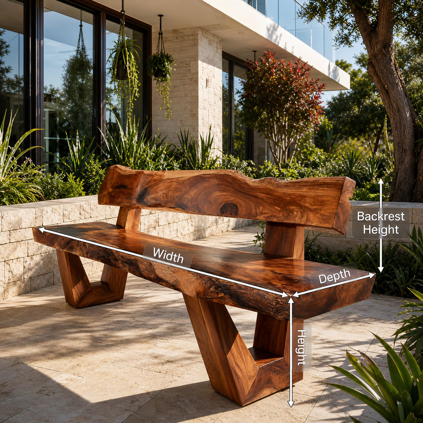 Modern Outdoor Wood Bench For Exterior Seating - product view 8