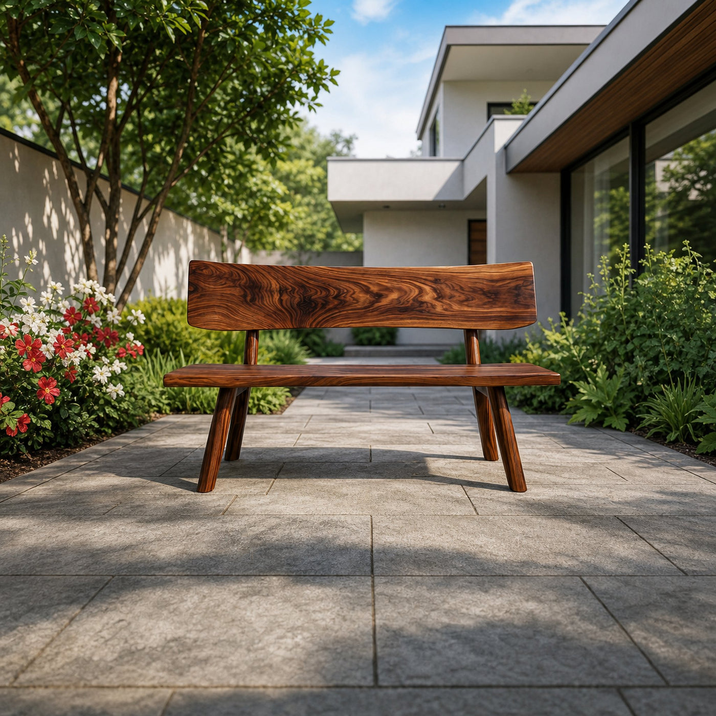Modern Outdoor Wood Bench For Landscape Design