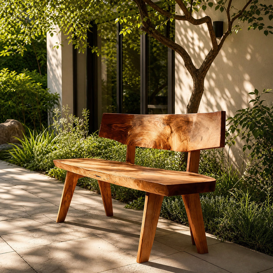 Modern Outdoor Wooden Bench For Garden And Patio