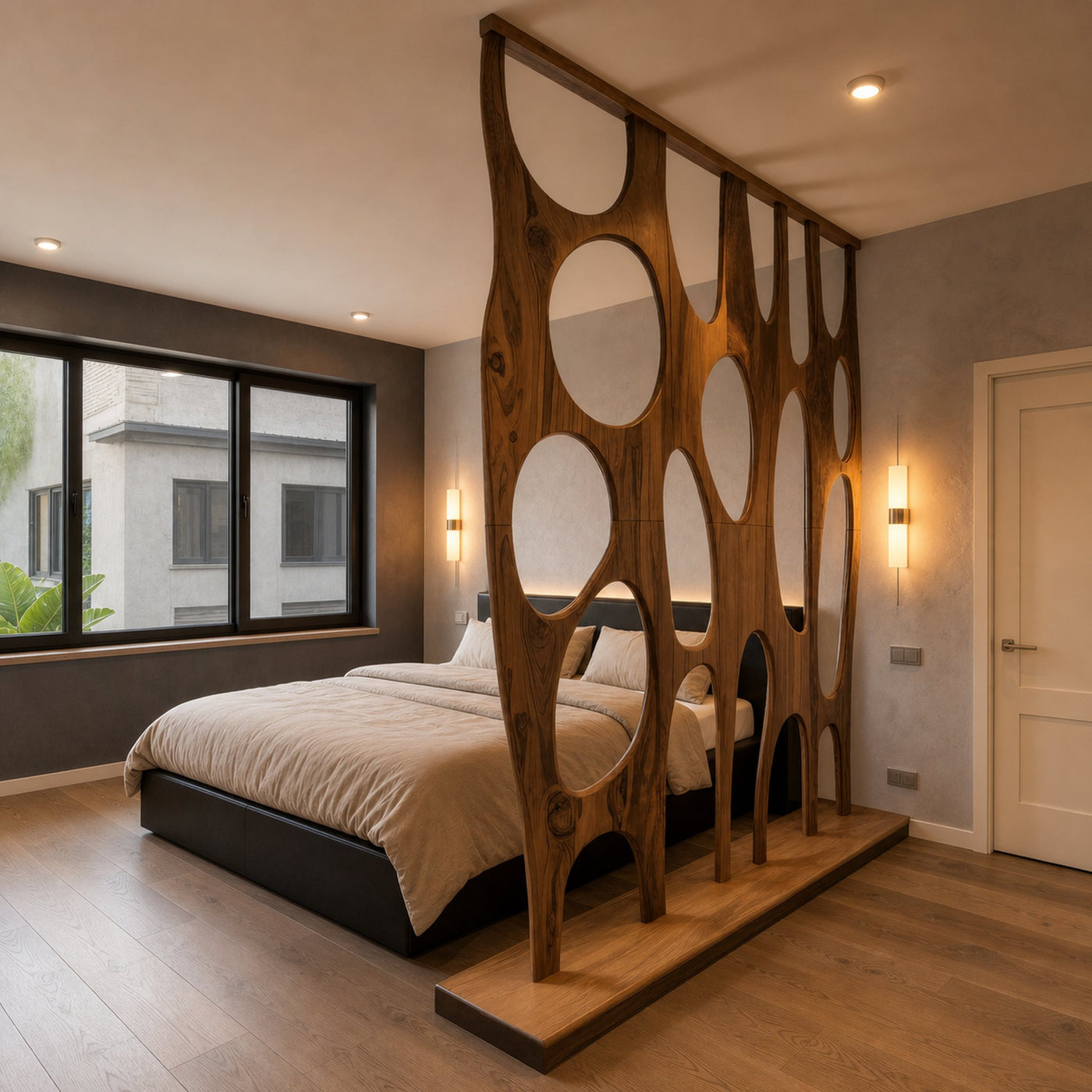Modern Room Divider With Openwork For Bedroom Or Living Room