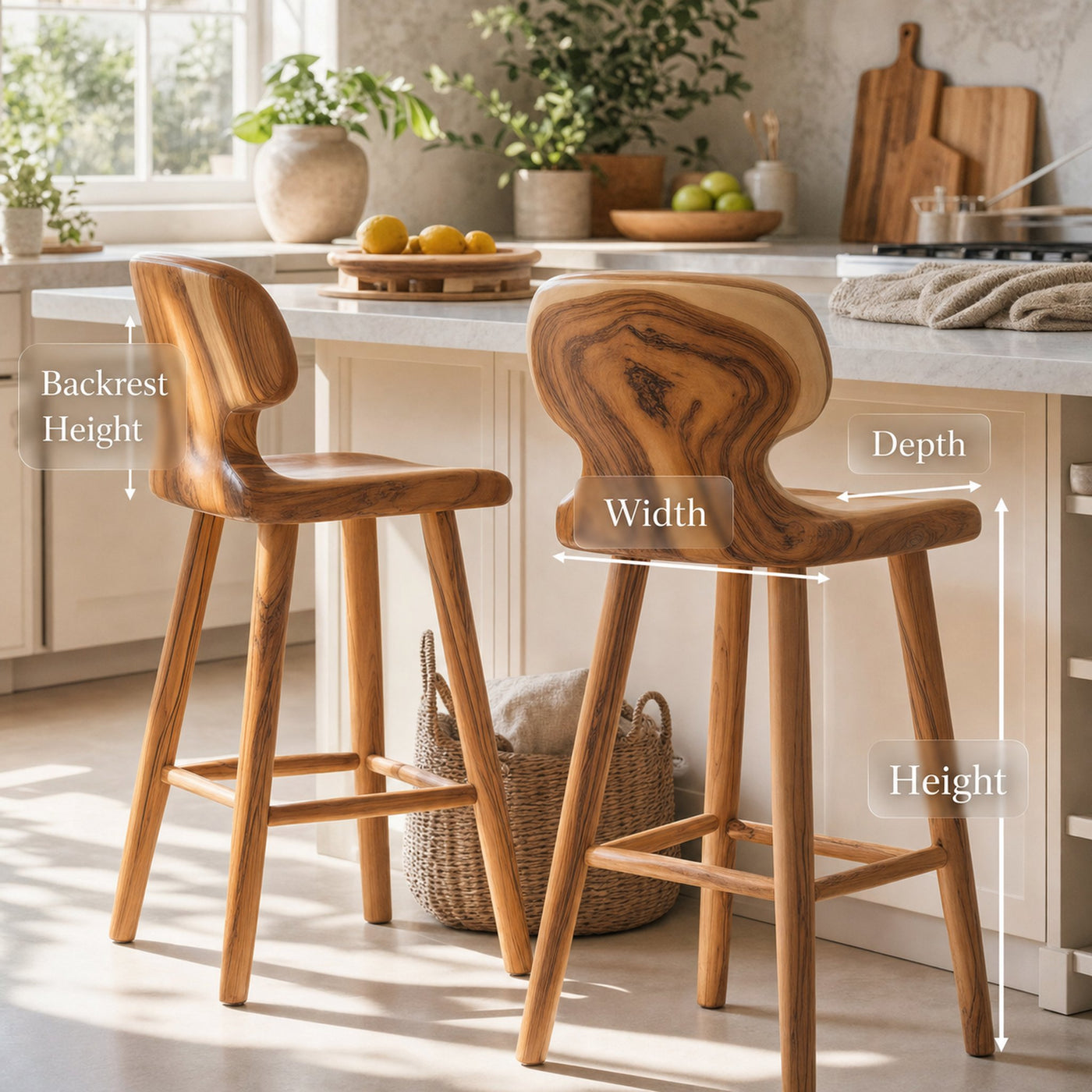 Modern Sculpted Bar Stools With Curved Backrest For Kitchen - product view 8