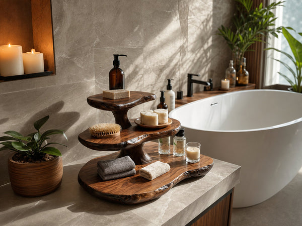 Driftform Coyote Live Edge Bathroom Shelf with Three Tiers