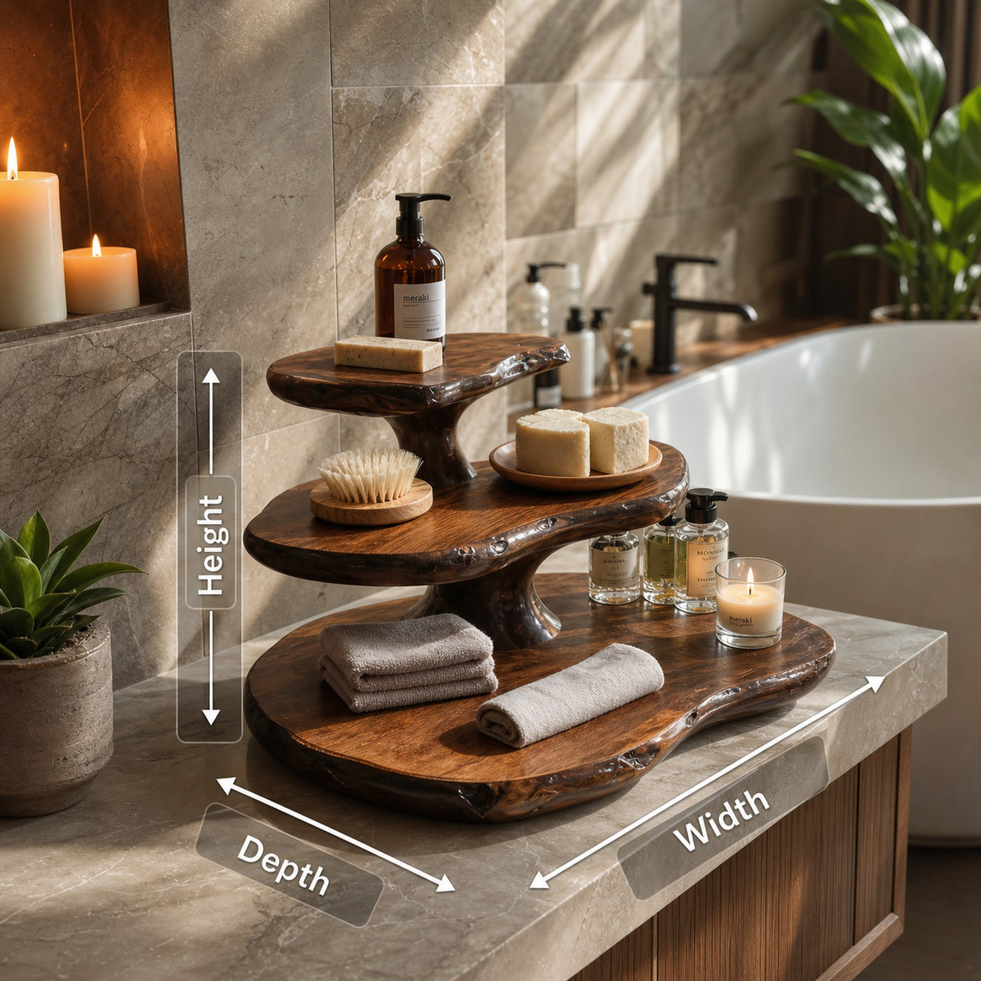 Modern Sculpted Bathroom Shelf Tiered For Clean Bathroom - product view 8
