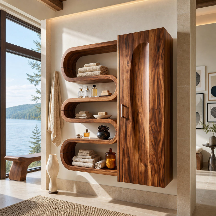 Modern Sculptural Bathroom Cabinet Wellness Room