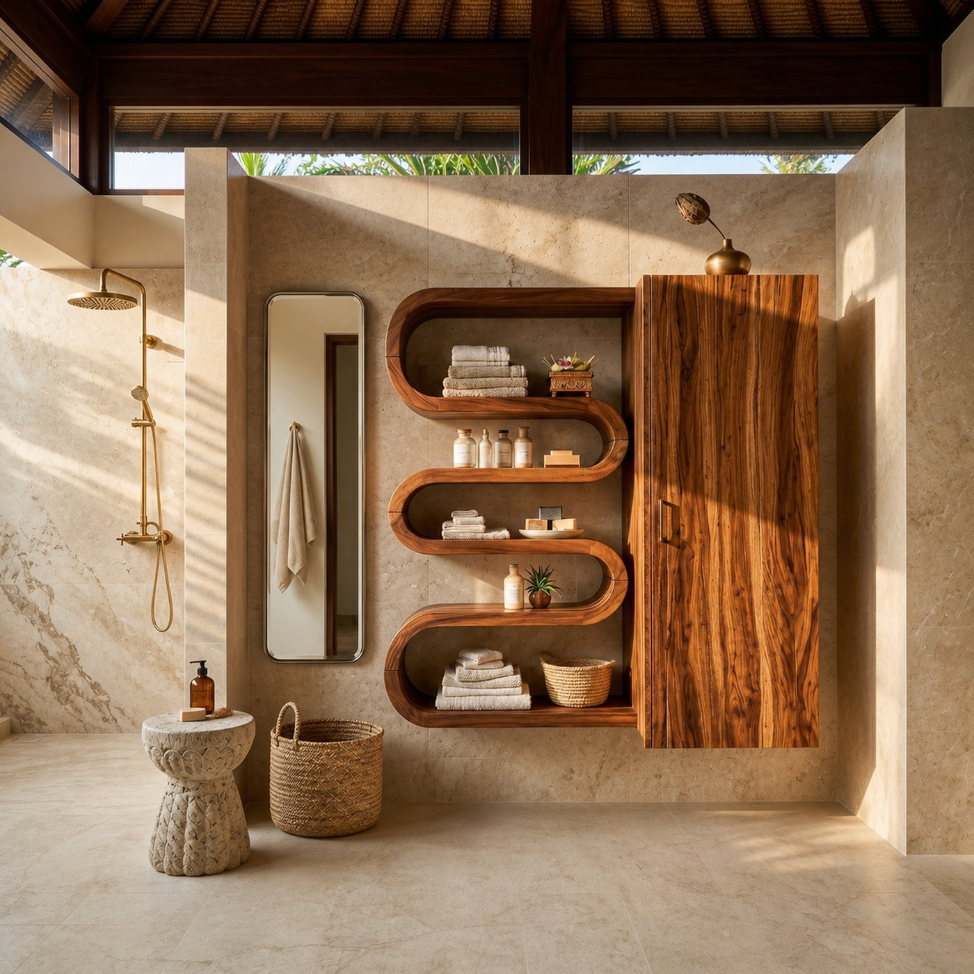 Modern Sculptural Bathroom Cabinet Wellness Room - product view 6