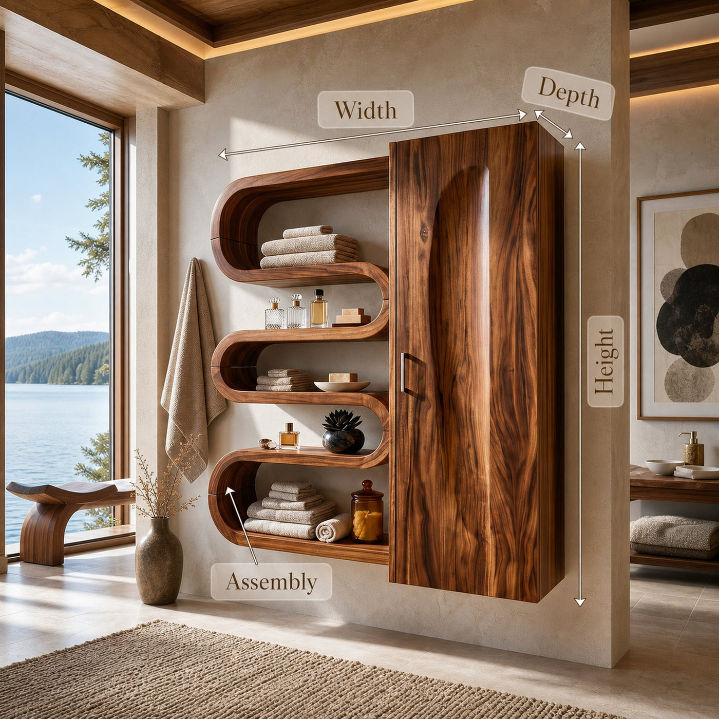 Modern Sculptural Bathroom Cabinet Wellness Room - product view 8