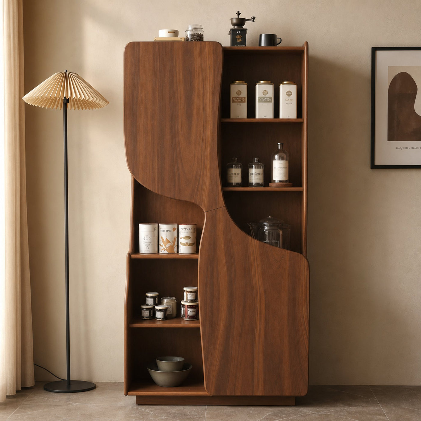 Modern Sculptural Cabinet With Curved Doors For Kitchen And Living Room