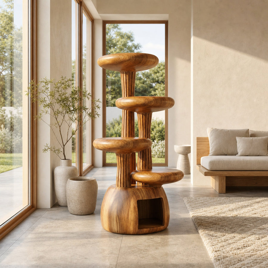 Modern Sculptural Cat Tree Tower For Living Room And Pet Area