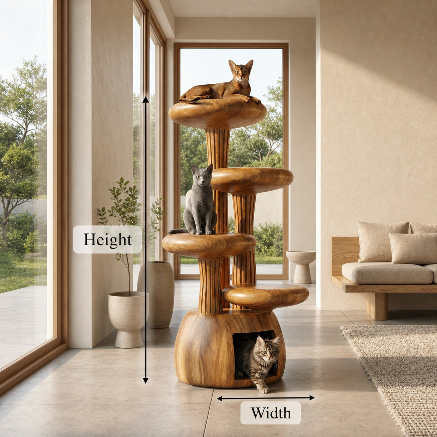 Modern Sculptural Cat Tree Tower For Living Room And Pet Area - product view 7