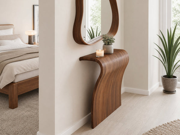 Modern Sculptural Curved Console Table For Entryway And Living Room
