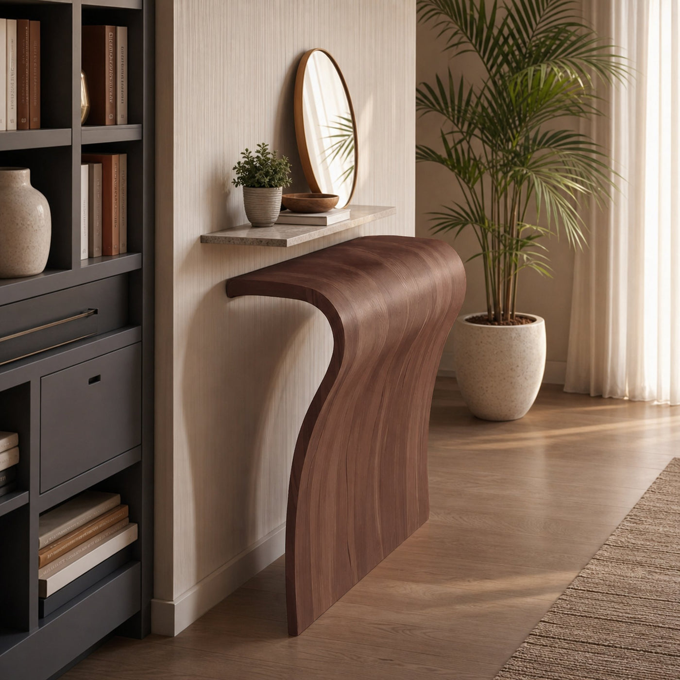 Modern Sculptural Curved Console Table For Entryway And Living Room - product view 7