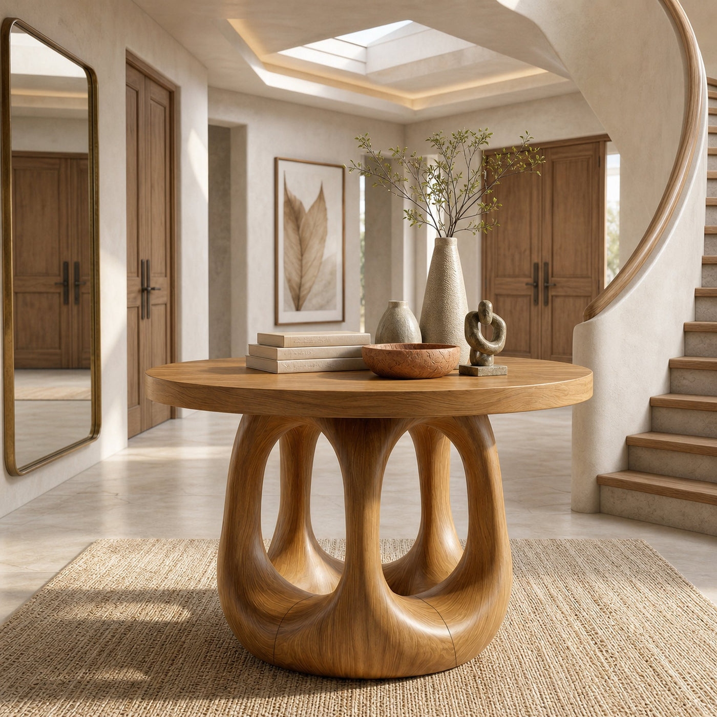 Modern Sculptural Foyer Table For Entryway Or Living Room