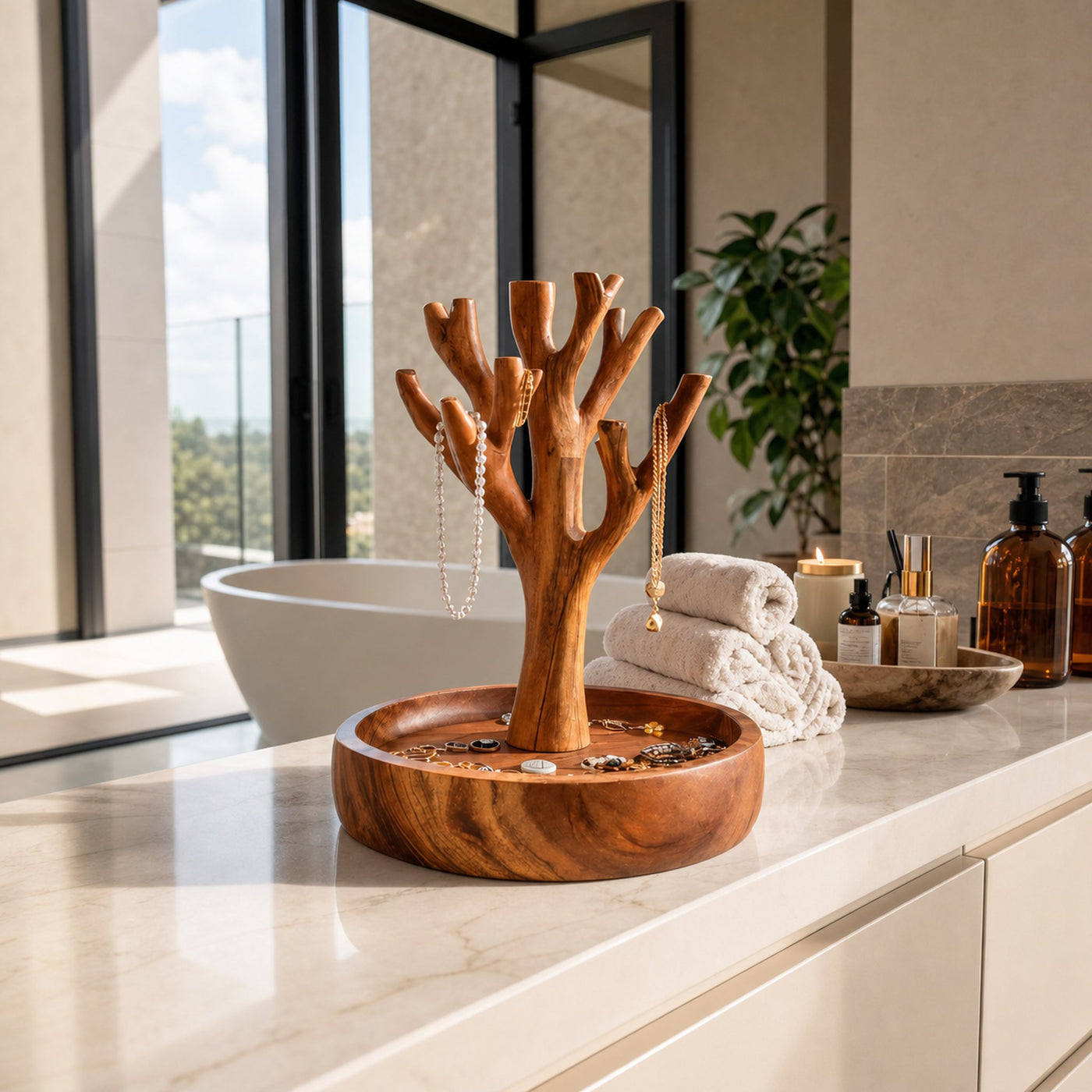 Modern Sculptural Jewelry Holder For Bathroom Or Bedroom