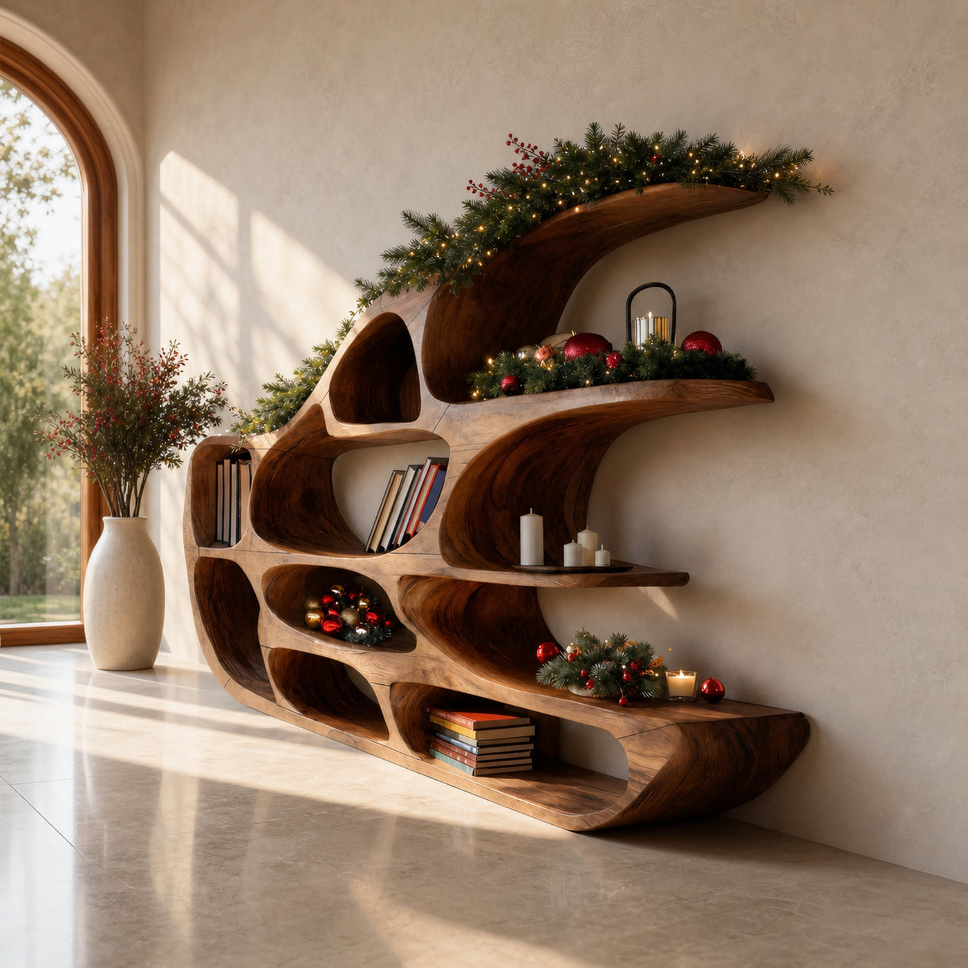 Modern Sculptural Shelf For Holiday Decoration