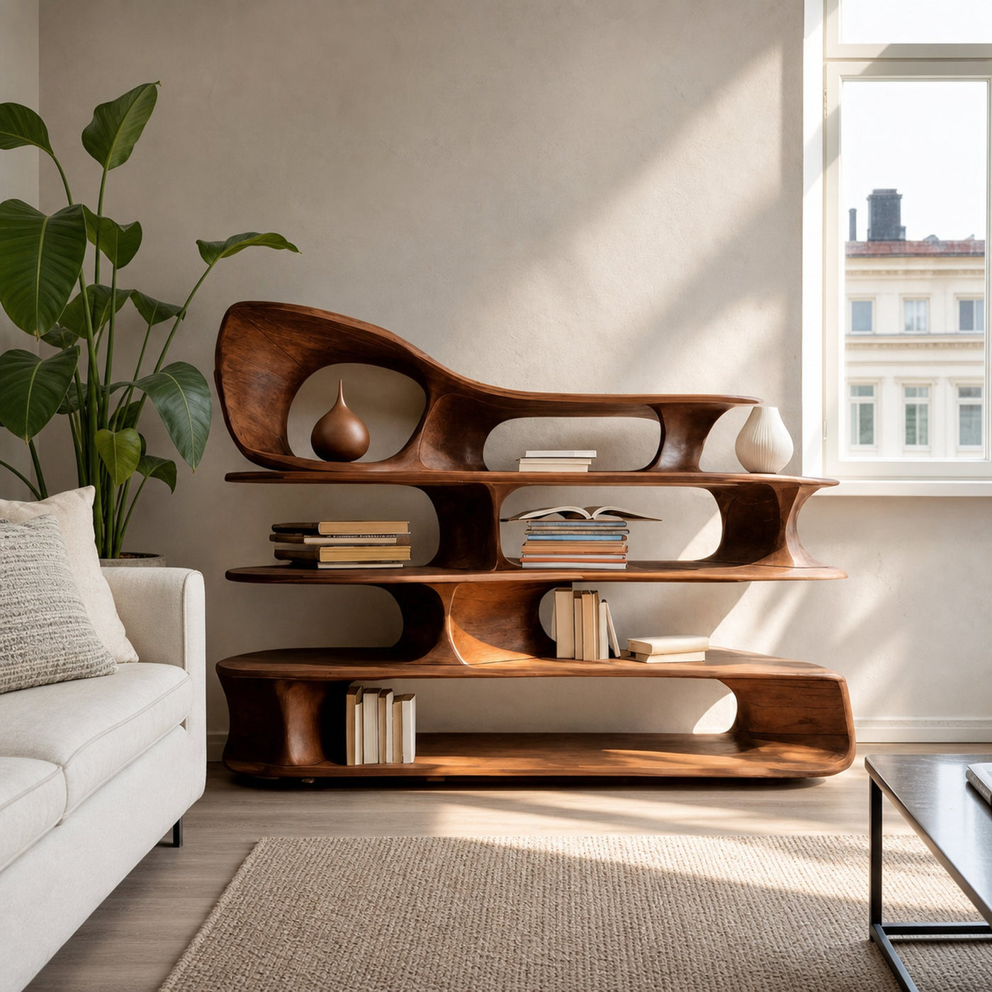 Modern Sculptural Standing Shelf For Living Room - product view 6