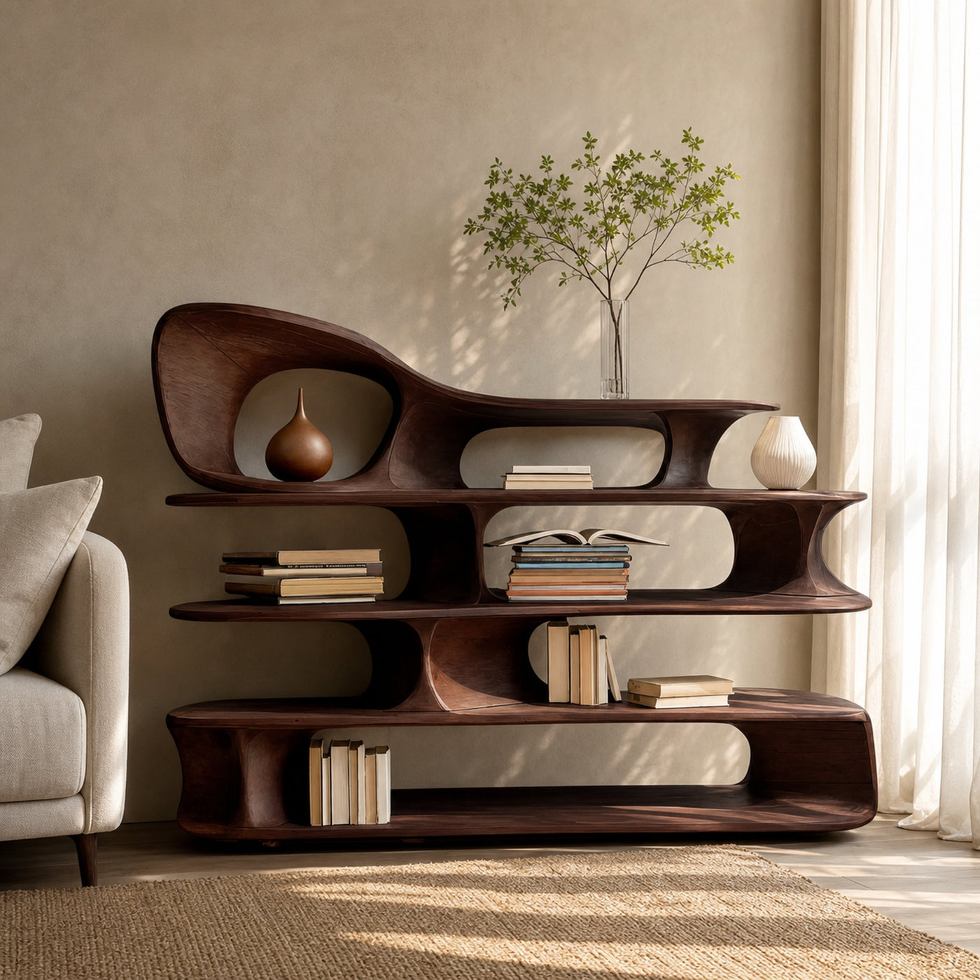 Modern Sculptural Standing Shelf For Living Room - product view 7