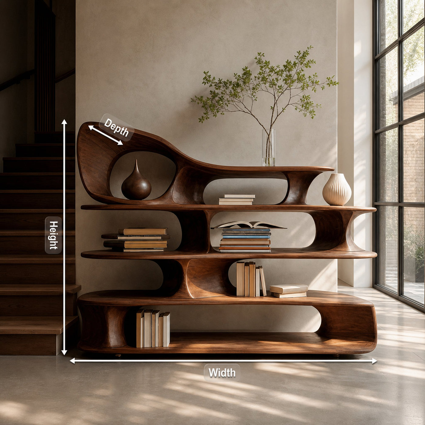 Modern Sculptural Standing Shelf For Living Room - product view 8
