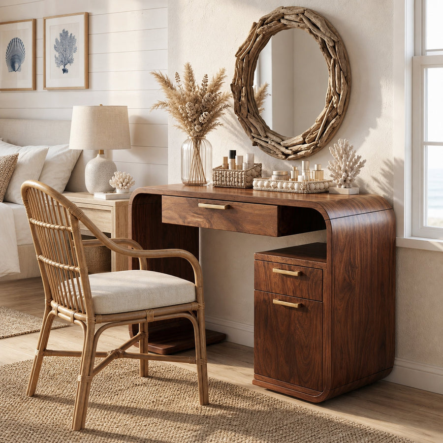 Modern Sculptural Vanity Table Bedroom Dressing Area Makeup Space