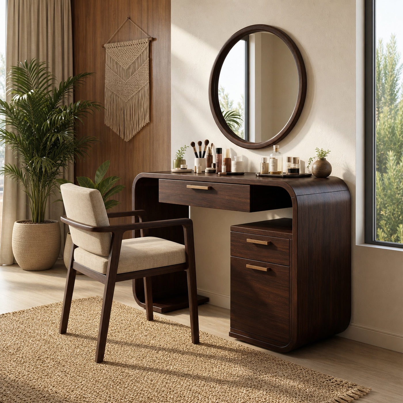 Modern Sculptural Vanity Table Bedroom Dressing Area Makeup Space - product view 7