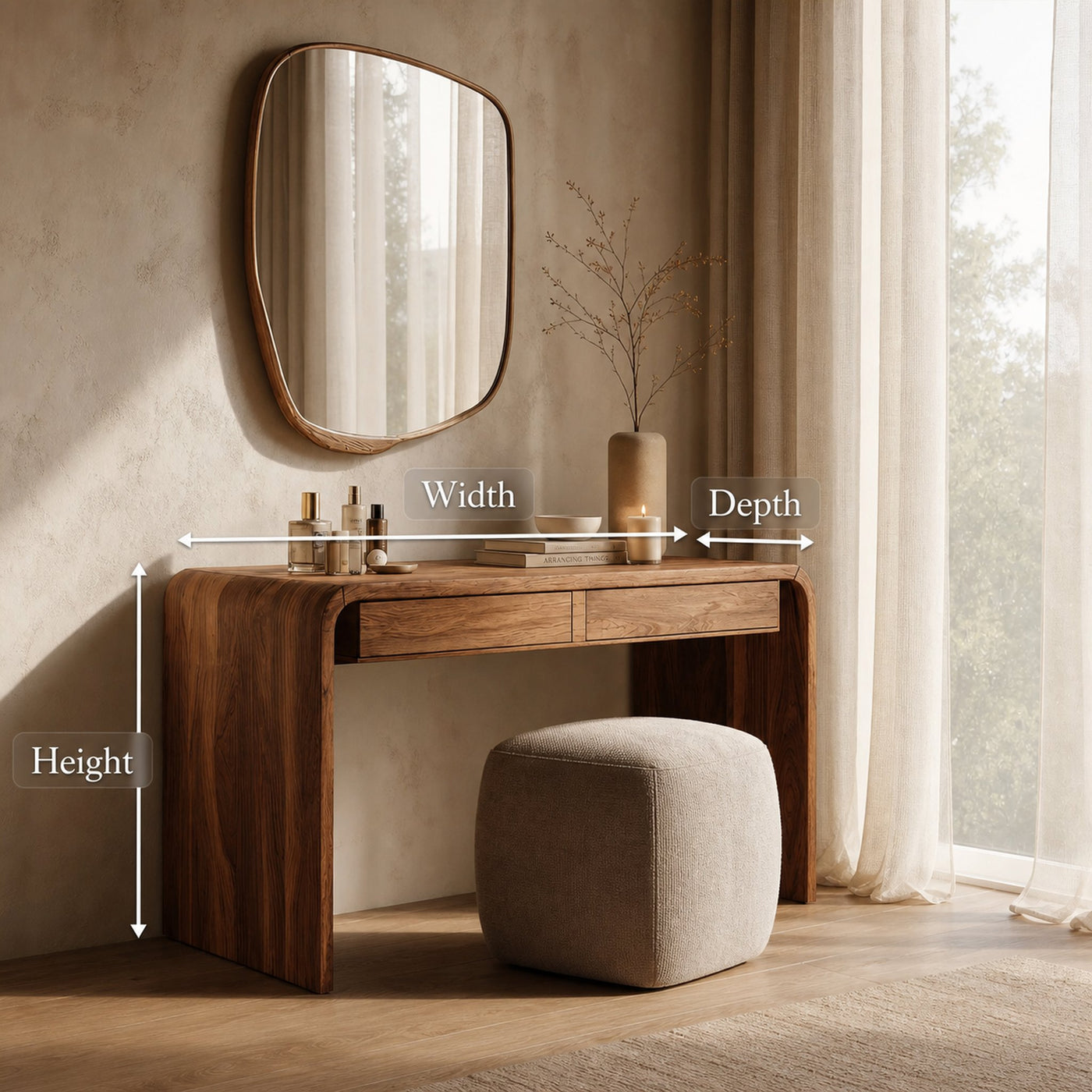 Modern Sculptural Vanity Table For Bedroom Interior - product view 8