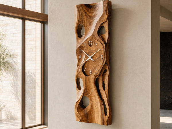 Modern Sculptural Vertical Wall Clock For Living Room