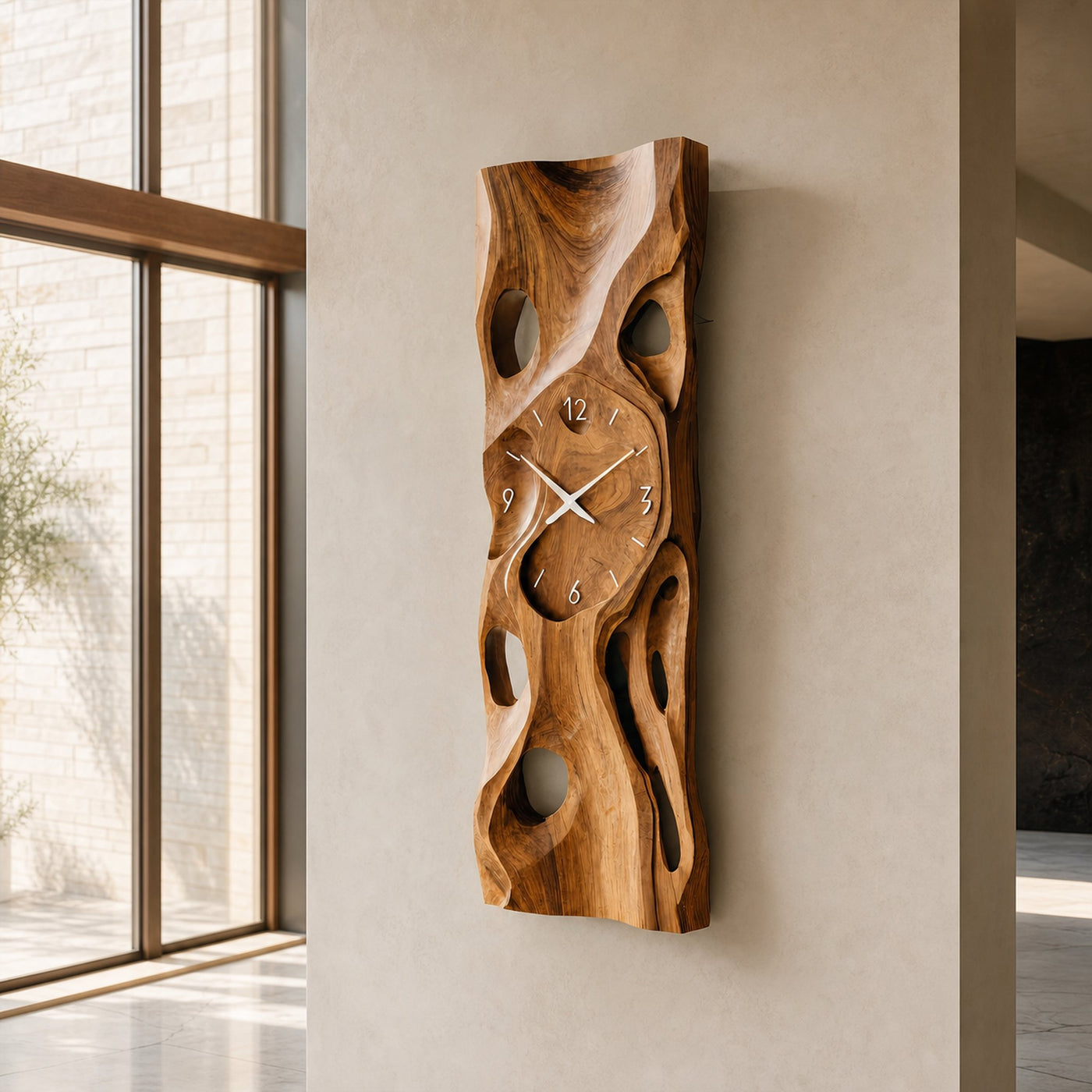 Modern Sculptural Vertical Wall Clock For Living Room