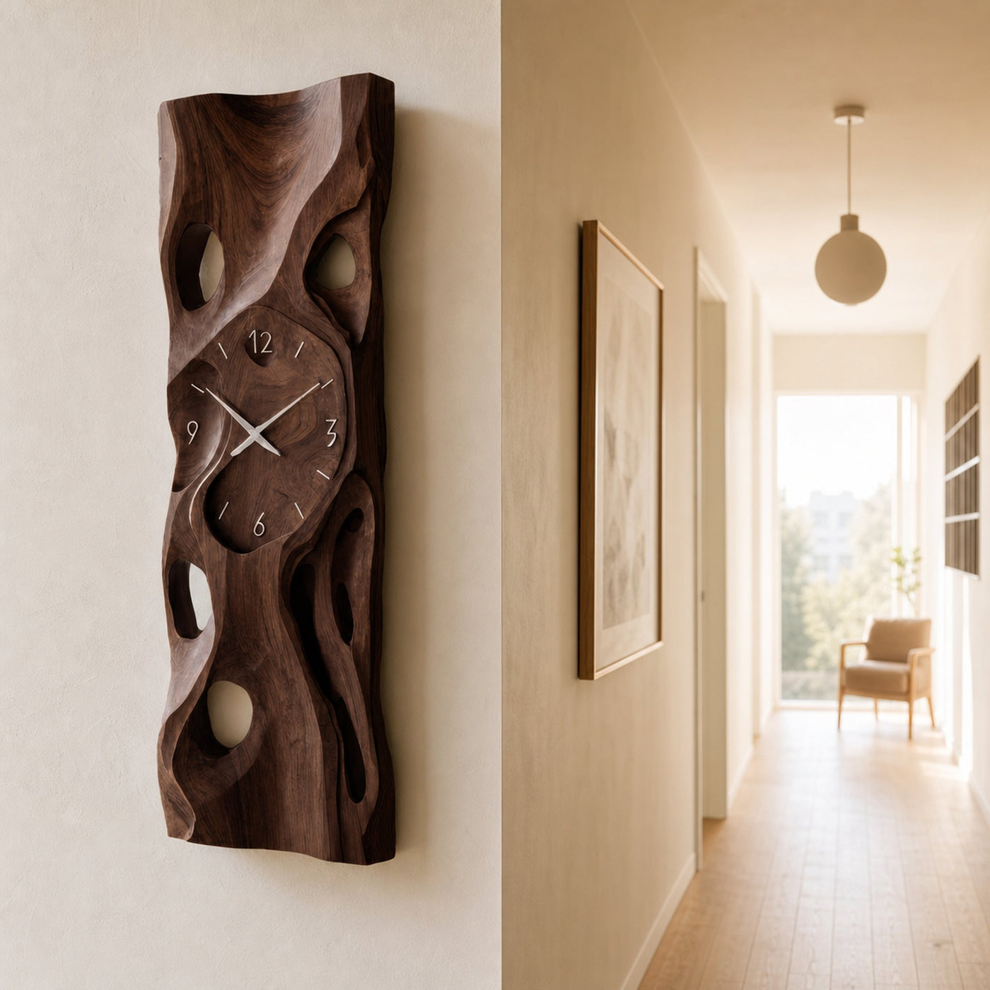 Modern Sculptural Vertical Wall Clock For Living Room - product view 6