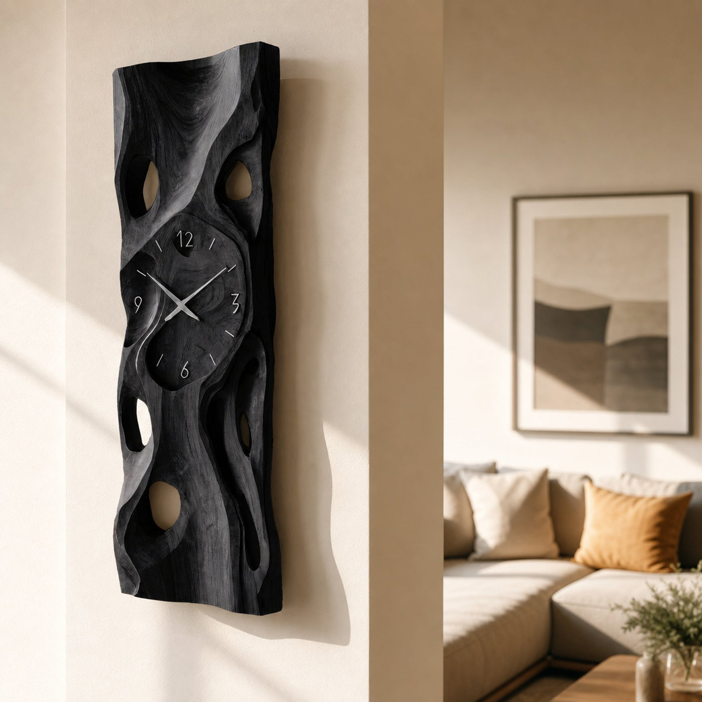 Modern Sculptural Vertical Wall Clock For Living Room - product view 7