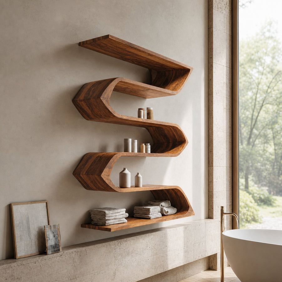 Modern Sculptural Wall Mounted Bathroom Storage For Bathroom