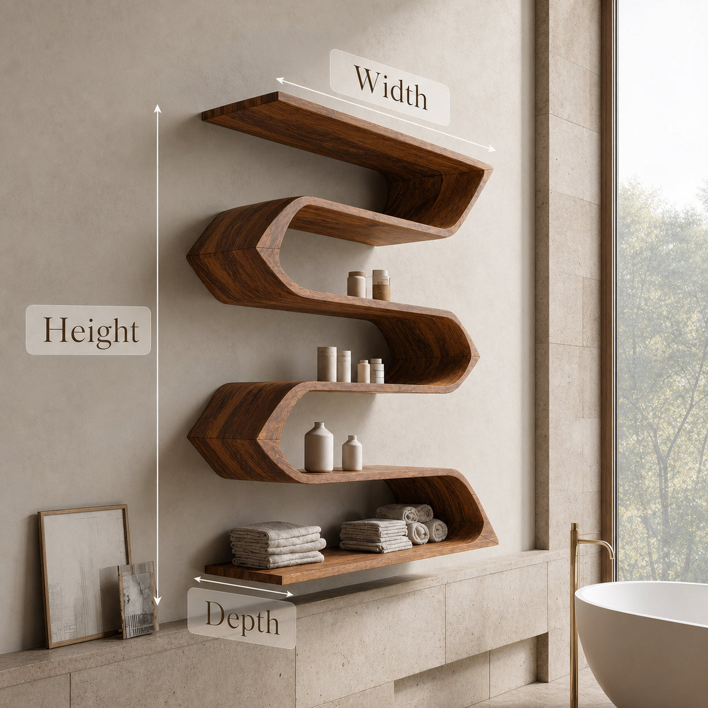 Modern Sculptural Wall Mounted Bathroom Storage For Bathroom - product view 6