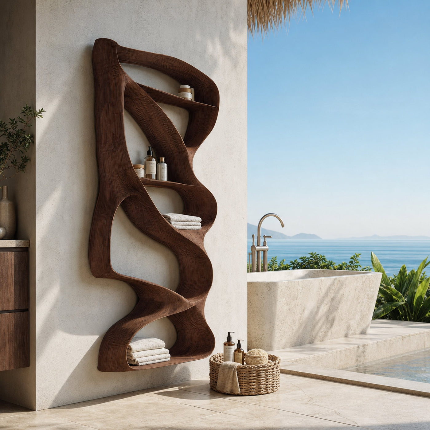 Modern Sculptural Wall Shelf For Bathroom Interior - product view 6
