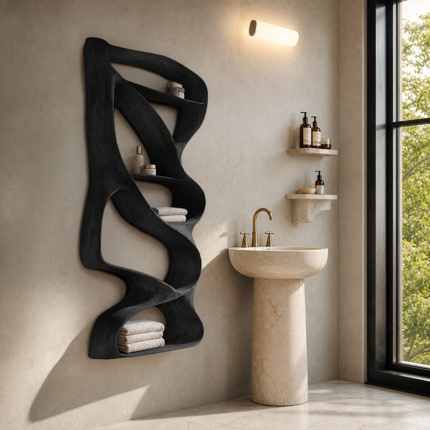Modern Sculptural Wall Shelf For Bathroom Interior - product view 7