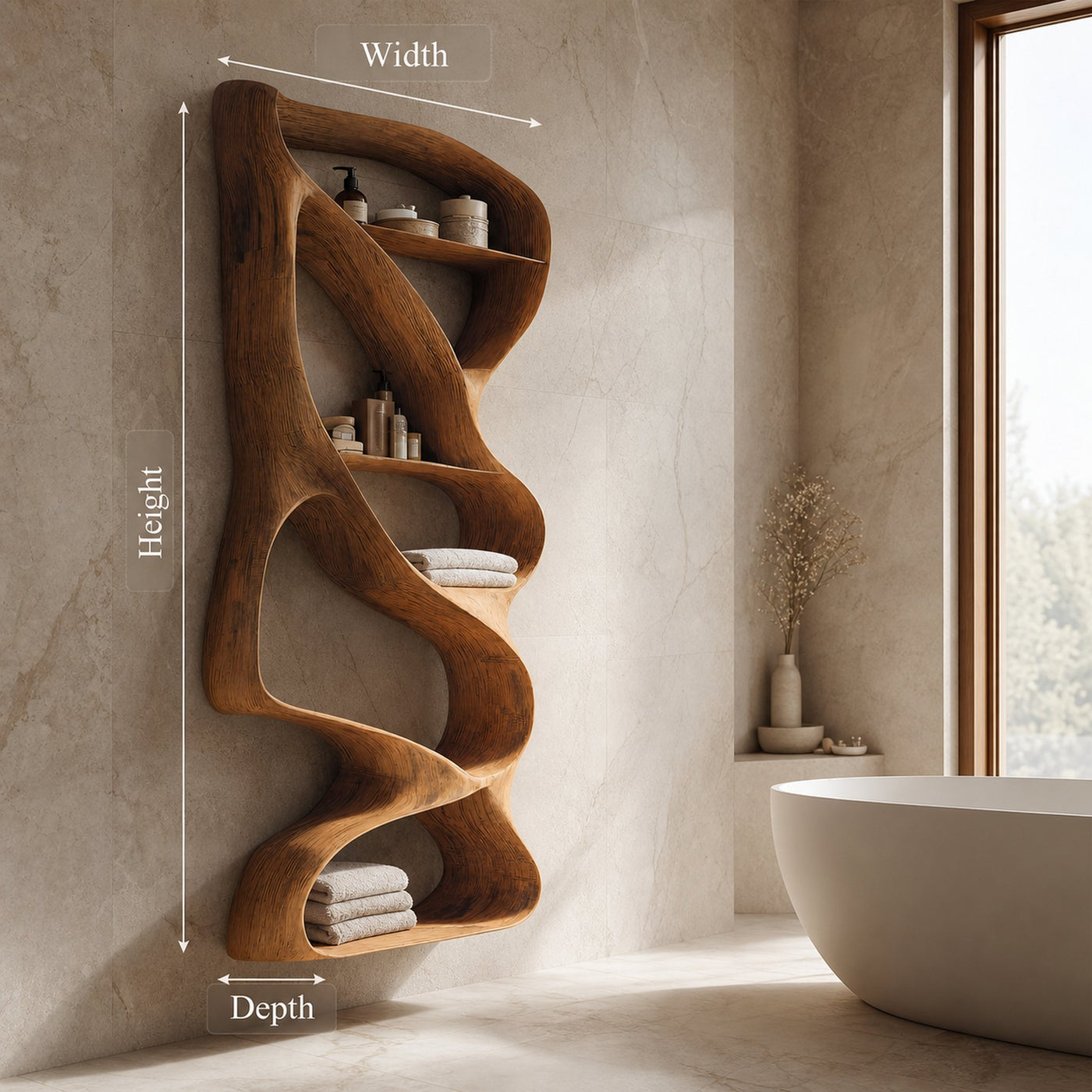 Modern Sculptural Wall Shelf For Bathroom Interior - product view 8