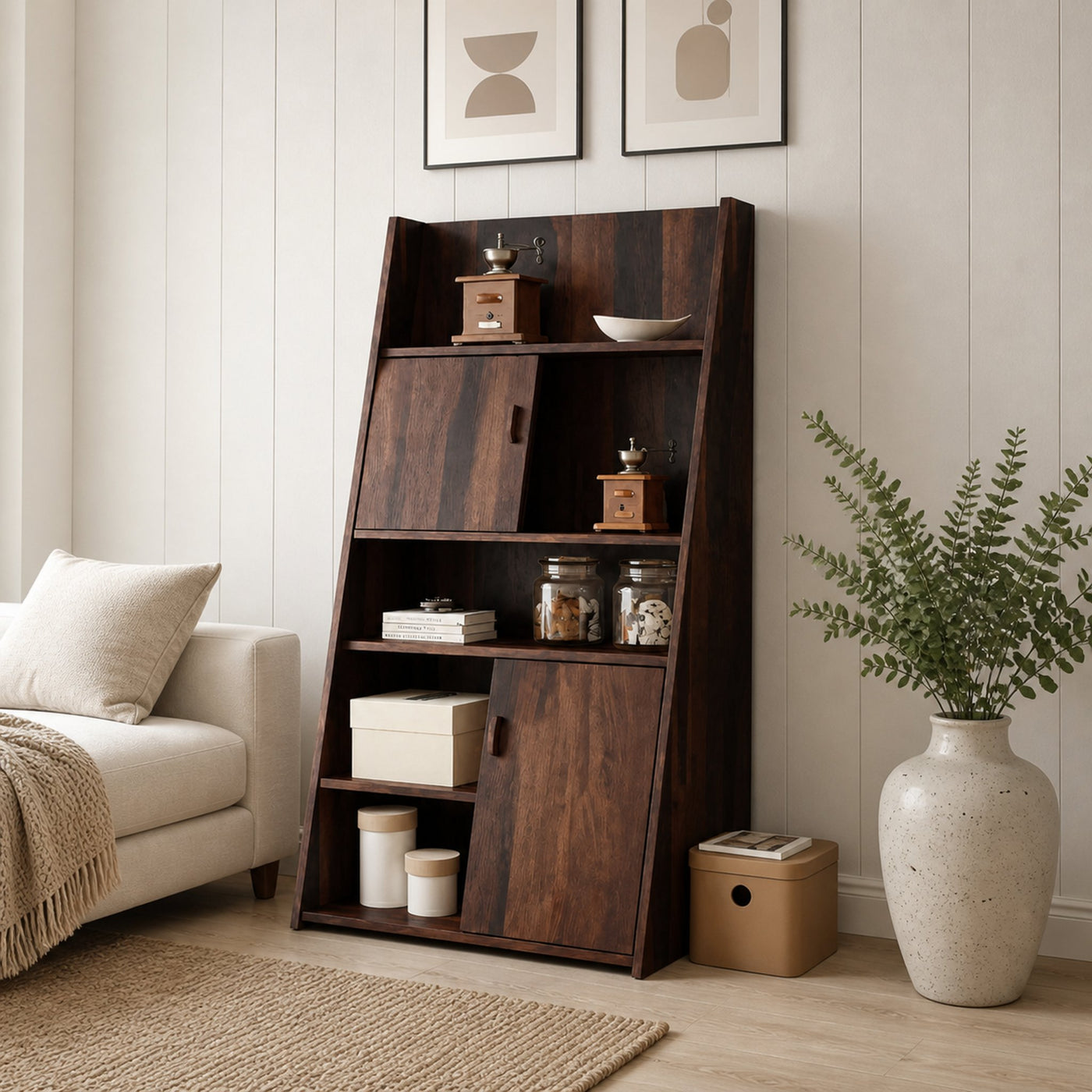 Modern Slanted Cabinet With Sliding Doors For Kitchen Entryway And Living Room - product view 7