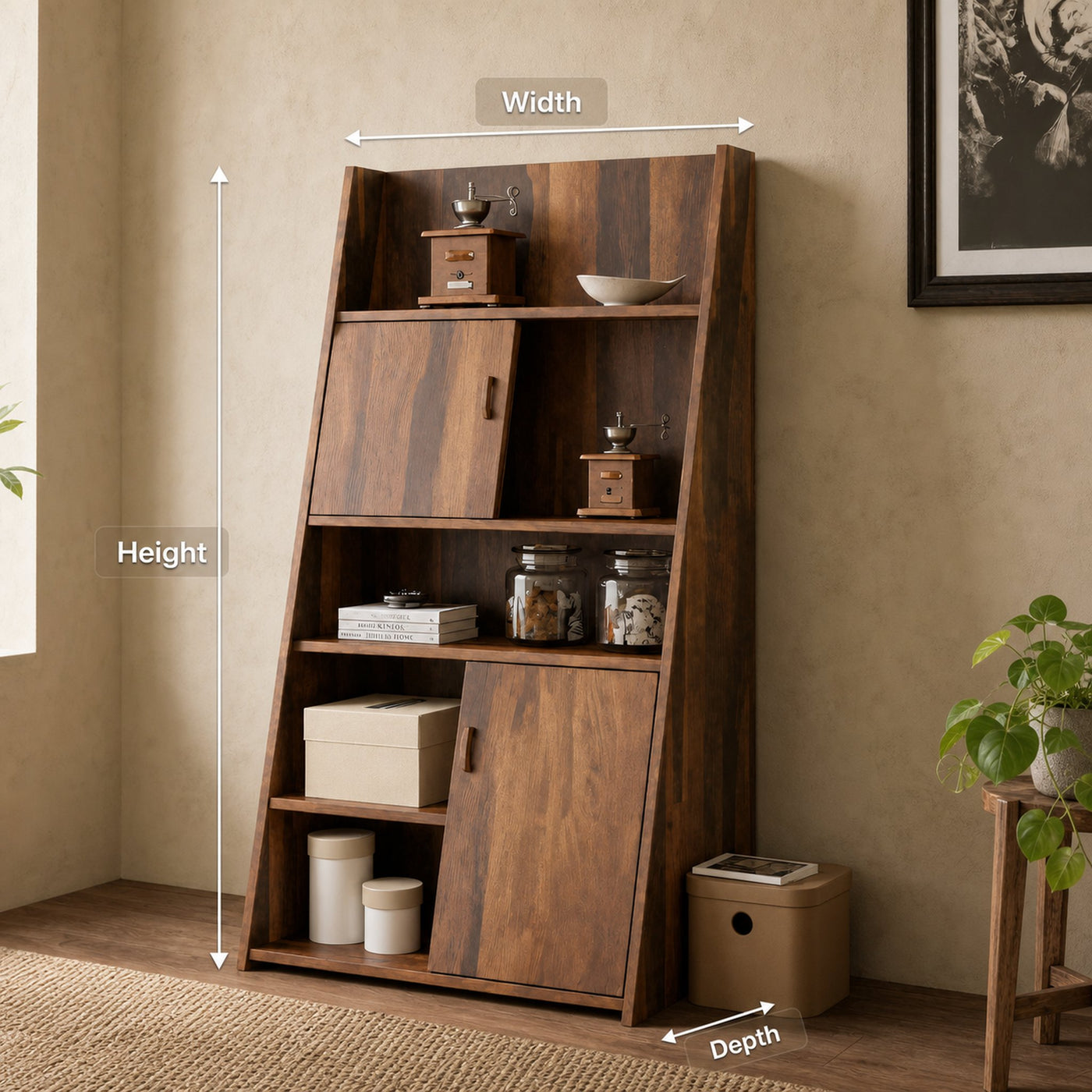Modern Slanted Cabinet With Sliding Doors For Kitchen Entryway And Living Room - product view 8