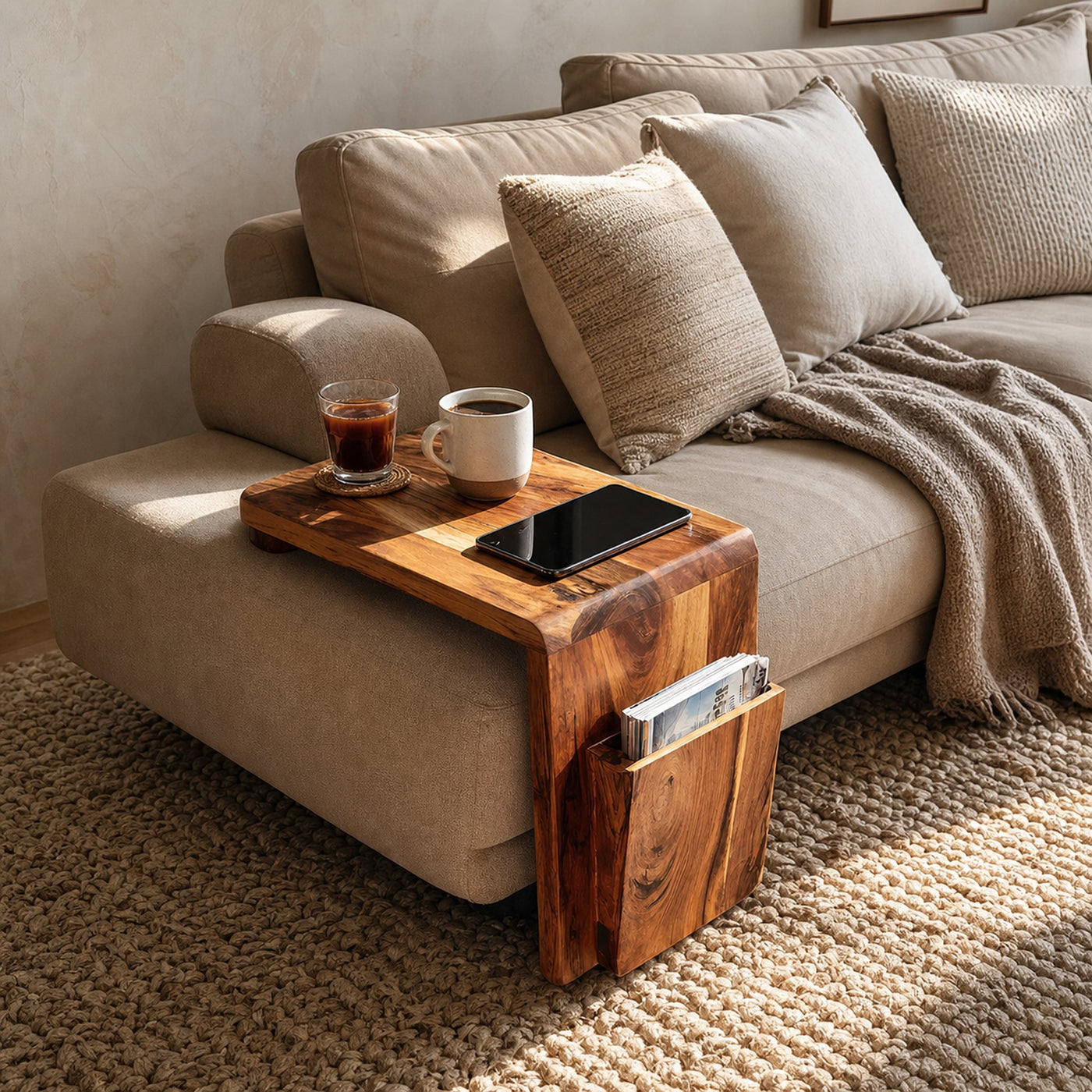 Modern Solid Wood Armrest For Living Room Decor - product view 6
