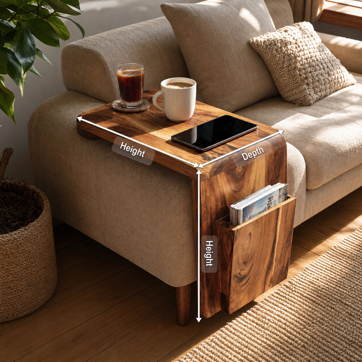 Modern Solid Wood Armrest For Living Room Decor - product view 8