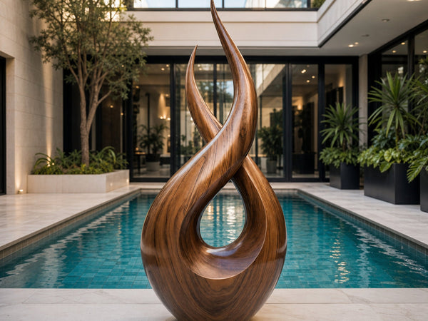 Modern Solid Wood Sculpture Entryway Design Accent Furniture