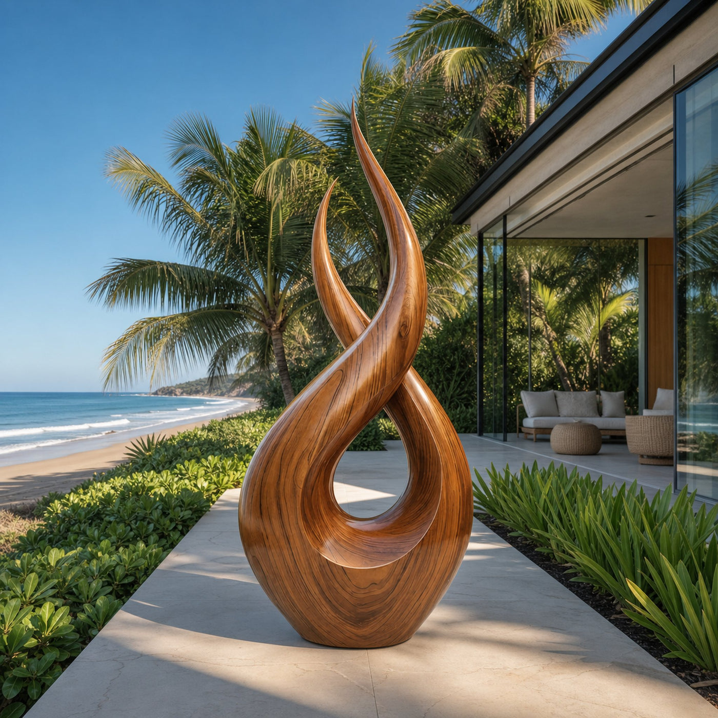 Modern Solid Wood Sculpture Entryway Design Accent Furniture - product view 6