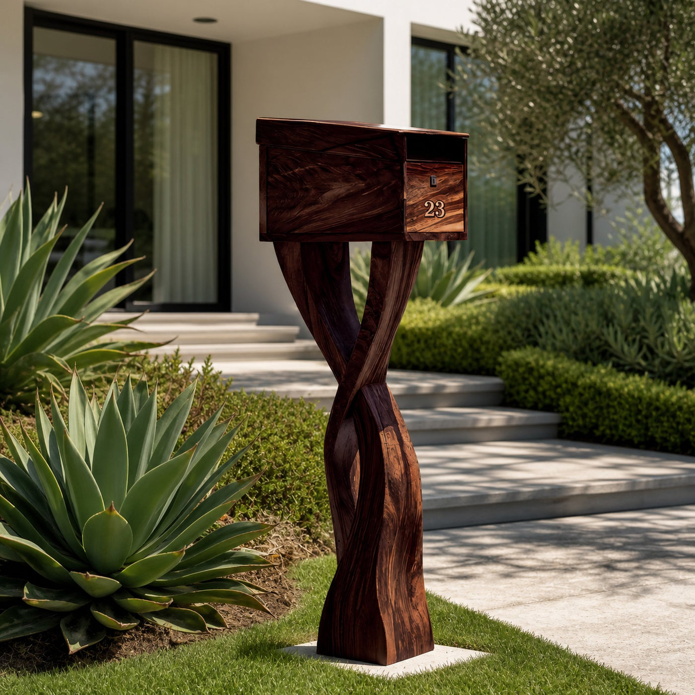 Modern Solid Wood Sculpture Mailbox For Garden Yard Decoration - product view 7