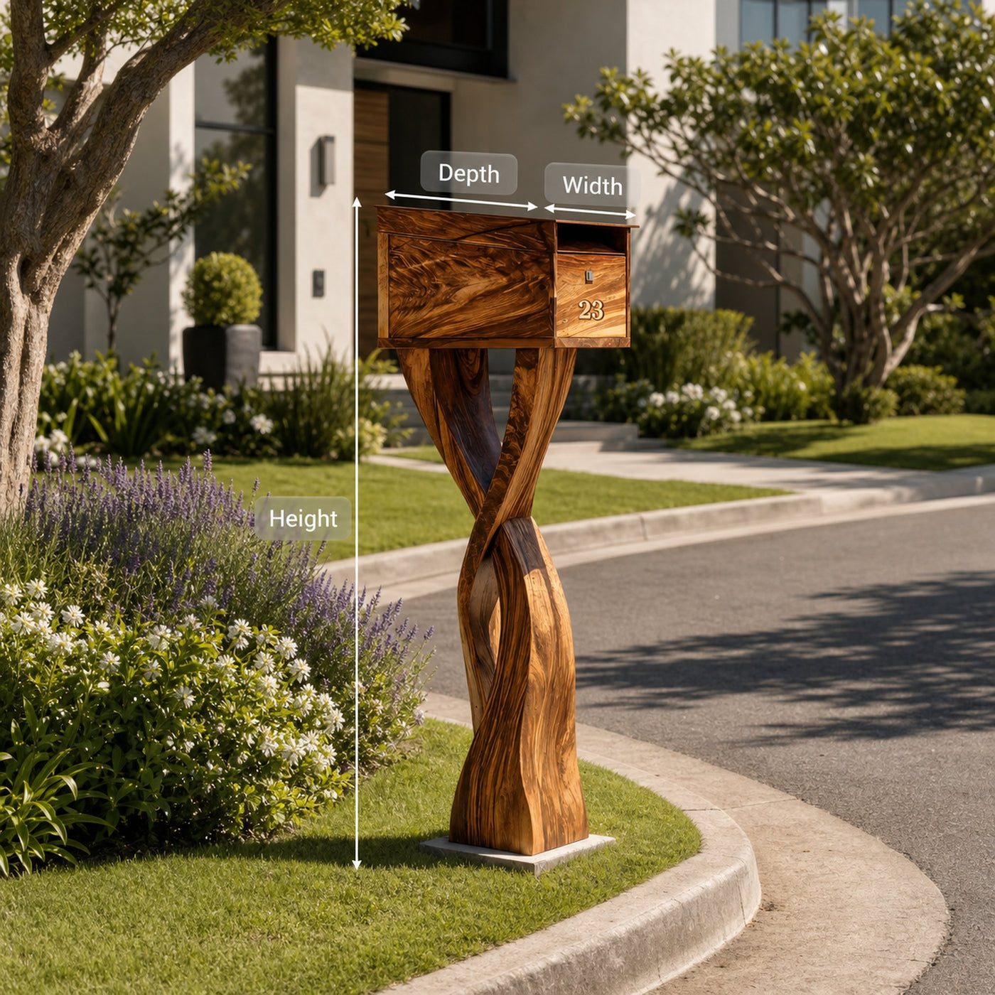 Modern Solid Wood Sculpture Mailbox For Garden Yard Decoration - product view 8