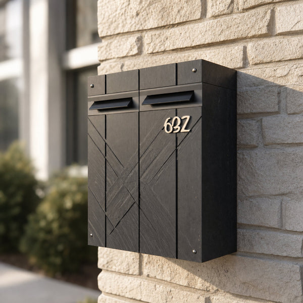 Modern Solid Wood Sculpture Mailbox For Outdoor Rustic Patio Design