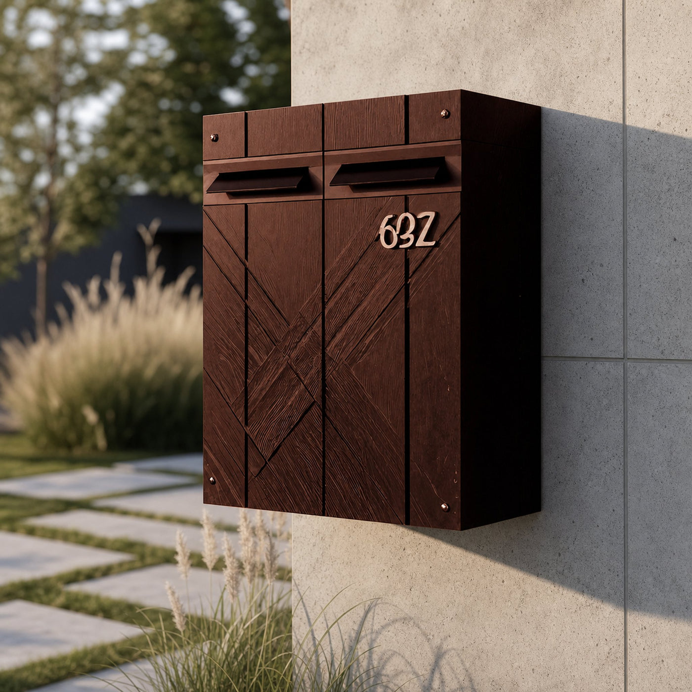Modern Solid Wood Sculpture Mailbox For Outdoor Rustic Patio Design - product view 7