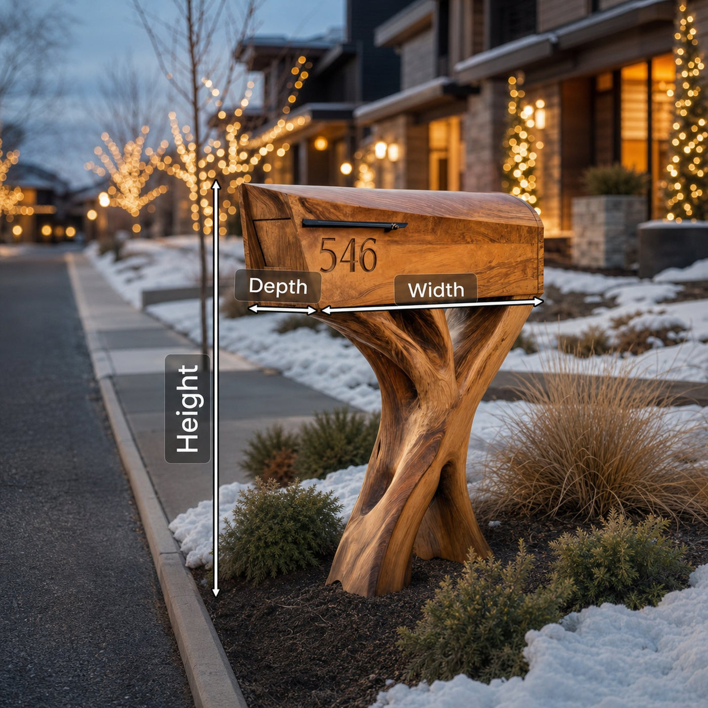 Modern Solid Wood Sculpture Mailbox For Patio Garden Yard Decor - product view 8