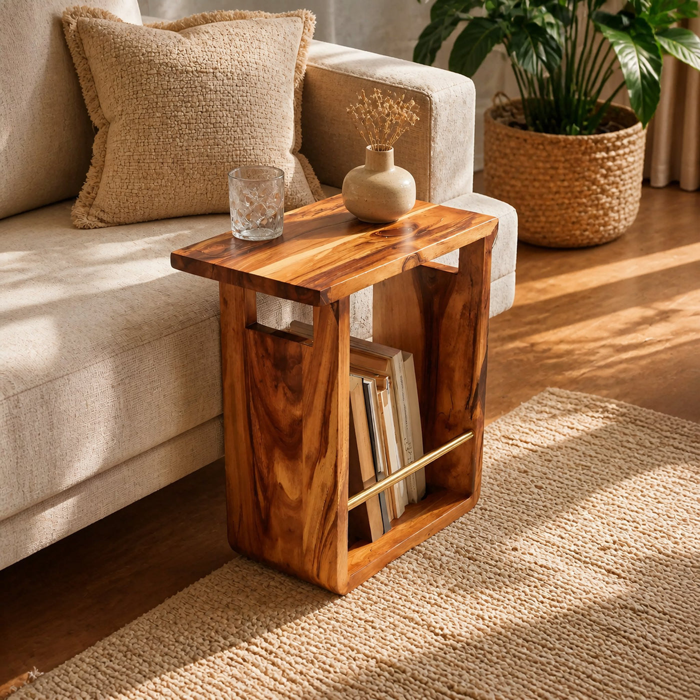 Modern Solid Wood Side Table For Living Room Setup