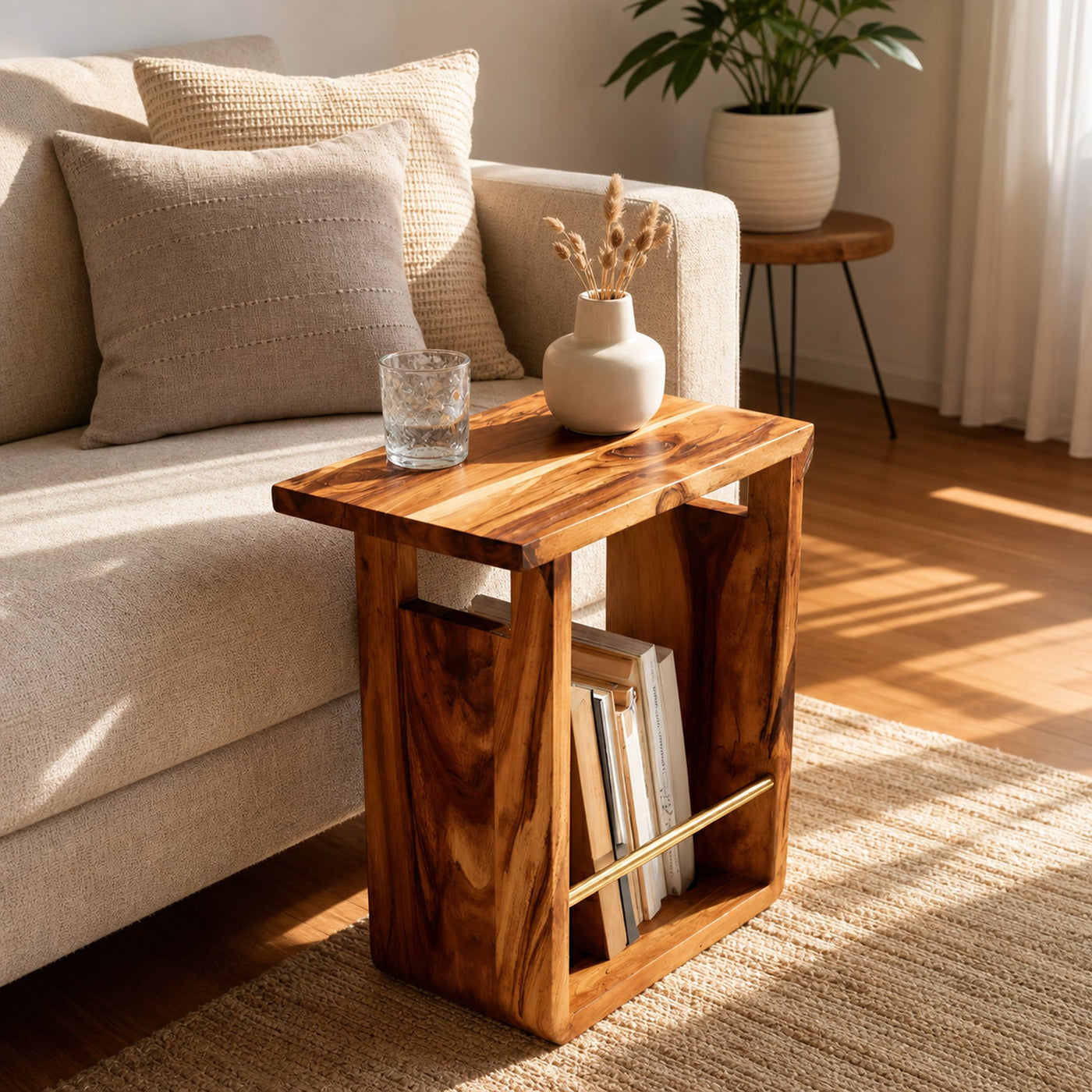Modern Solid Wood Side Table For Living Room Setup - product view 6