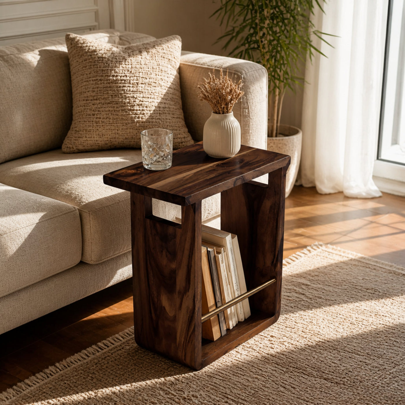 Modern Solid Wood Side Table For Living Room Setup - product view 7